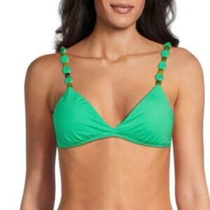 VIX BY PAULA HERMANNY Dora Kira Bead Trim Bikini Top green size medium